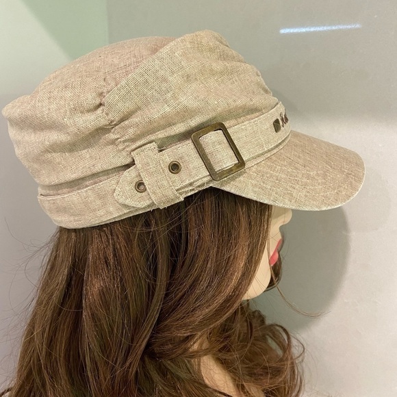 Retro 80s Hard Rock Cafe Tan Canvas Comrade Hat Newsboy Cap One Size - Picture 5 of 9